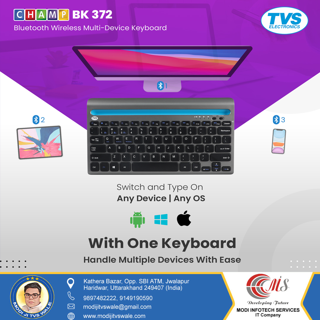 TVS Champ BK372 Multi Device Wireless Keyboard